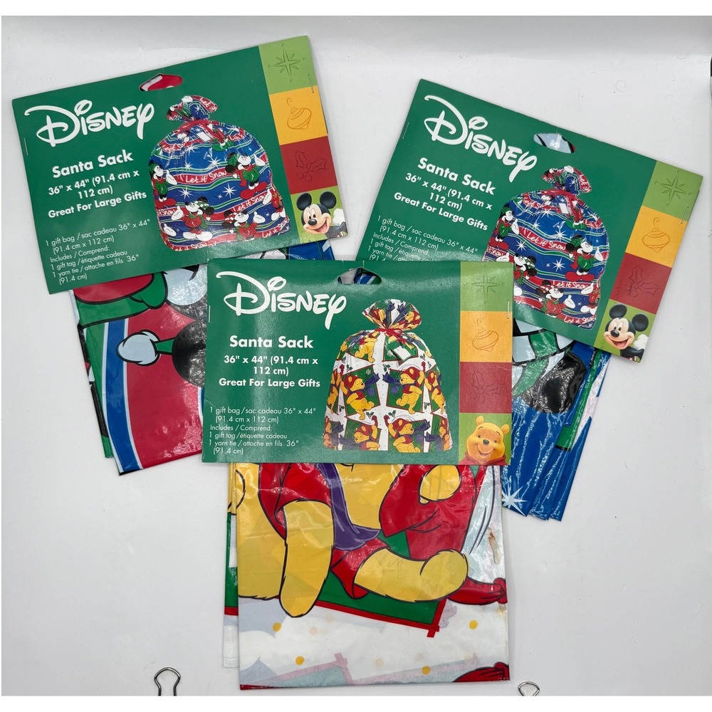 Disney Santa Sack Gift Bag Unisex OS Multicolor Mickey Mouse Winnie Pooh Lot 3